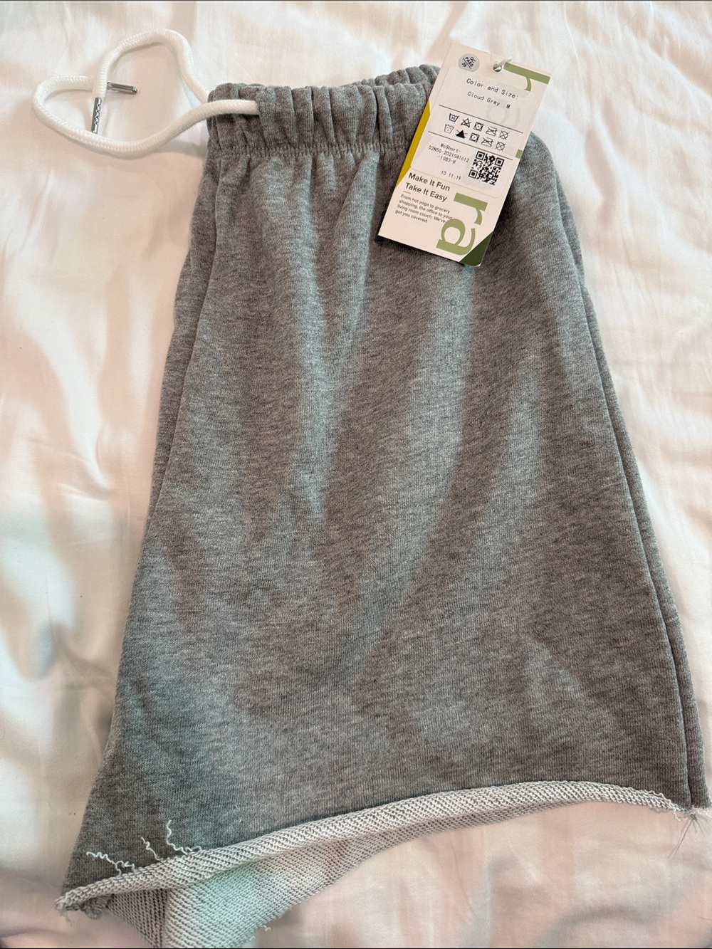 Cloud Grey Fleece Drawstring Shorts - Soft Casual Lounge